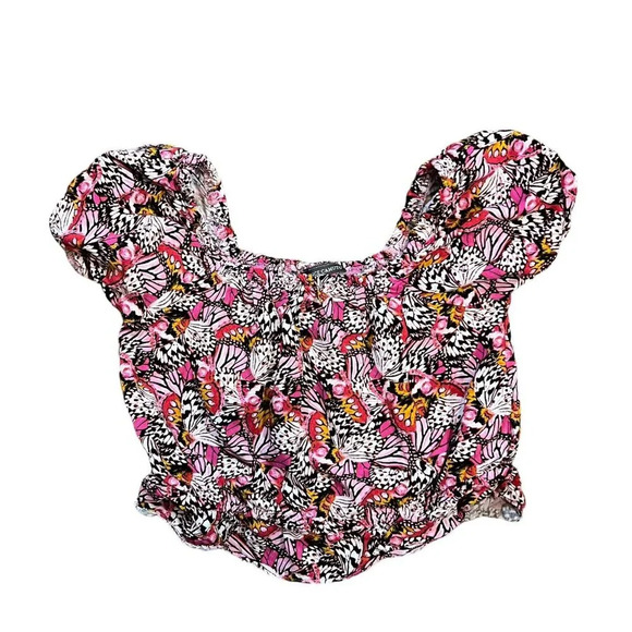 Vince Camuto Girls Outfit Set Size 8 Butterfly Wings Pattern Shorts Blouse Pink - Picture 3 of 7